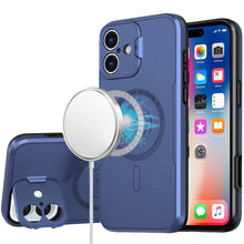 For iPhone 16 6.1inch Case Magnet Circle Lens Cover with Stand + Tempered Glass