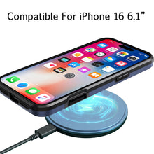 For iPhone 16 6.1inch Case Magnet Circle Lens Cover with Stand + Tempered Glass