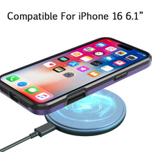 For iPhone 16 6.1inch Case Magnet Circle Lens Cover with Stand + Tempered Glass