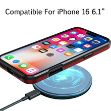 For iPhone 16 6.1inch Case Magnet Circle Lens Cover with Stand + Tempered Glass