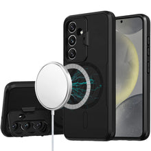 For Samsung S25/S24 Case Magnetic Circle Lens Cover with Stand + Tempered Glass