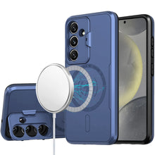 For Samsung S25/S24 Case Magnetic Circle Lens Cover with Stand + Tempered Glass