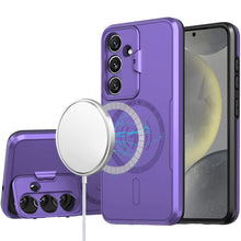 For Samsung S25/S24 Case Magnetic Circle Lens Cover with Stand + Tempered Glass