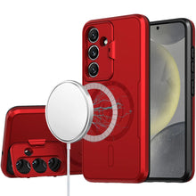 For Samsung S25/S24 Case Magnetic Circle Lens Cover with Stand + Tempered Glass