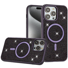 For iPhone 15 Pro Max Case Magnetic Circle Full Bling Dazzle + 2 Tempered Glass