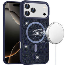 For iPhone 17 Pro Max Case Magnetic Circle Full Bling Dazzle + Tempered Glass