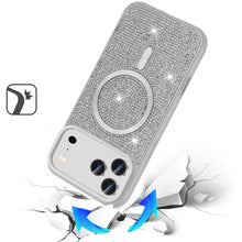 For iPhone 17 Pro Max Case Magnetic Circle Full Bling Dazzle + Tempered Glass