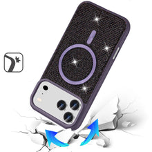 For iPhone 17 PRO Case Magnetic Circle Full Bling Rhinestone + Tempered Glass