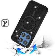 For Moto G 2025 Case Magnetic Circle Full Bling Crystals Dazzle + Tempered Glass