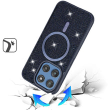 For Moto G 2025 Case Magnetic Circle Full Bling Crystals Dazzle + Tempered Glass