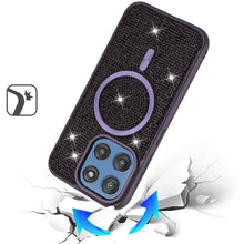 For Moto G 2025 Case Magnetic Circle Full Bling Crystals Dazzle + Tempered Glass