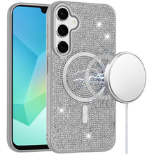 For Samsung A16 5G Case Magnetic Circle Full Bling Dazzle Cover + Tempered Glass
