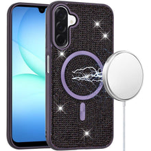 For Samsung A17 5G Case Magnetic Circle Full Bling Dazzle Cover + Tempered Glass