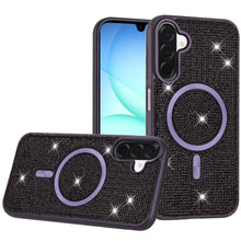 For Samsung A17 5G Case Magnetic Circle Full Bling Dazzle Cover + Tempered Glass