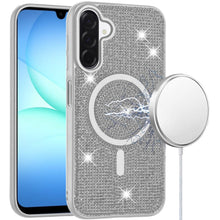 For Samsung A17 5G Case Magnetic Circle Full Bling Dazzle Cover + Tempered Glass