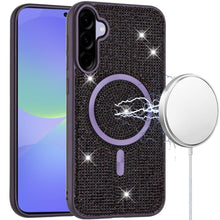 For Samsung A36 Case Magnetic Circle Full Bling Dazzle Cover + Tempered Glass