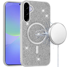 For Samsung A36 Case Magnetic Circle Full Bling Dazzle Cover + Tempered Glass