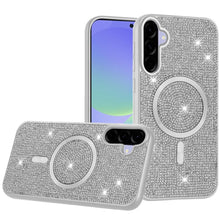 For Samsung A36 Case Magnetic Circle Full Bling Dazzle Cover + Tempered Glass