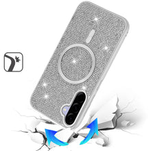 For Samsung A36 Case Magnetic Circle Full Bling Dazzle Cover + Tempered Glass