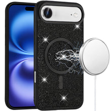 For iPhone Air Case Magnetic Circle Full Bling Rhinestone Cover + Tempered Glass