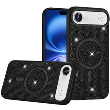 For iPhone Air Case Magnetic Circle Full Bling Rhinestone Cover + Tempered Glass
