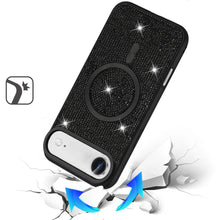 For iPhone Air Case Magnetic Circle Full Bling Rhinestone Cover + Tempered Glass