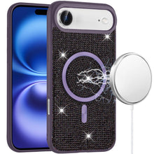 For iPhone Air Case Magnetic Circle Full Bling Rhinestone Cover + Tempered Glass