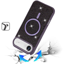 For iPhone Air Case Magnetic Circle Full Bling Rhinestone Cover + Tempered Glass