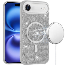For iPhone Air Case Magnetic Circle Full Bling Rhinestone Cover + Tempered Glass