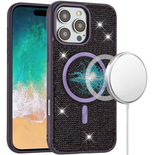 For iPhone 16 PRO MAX Case Magnetic Circle Full Bling Dazzle + Tempered Glass