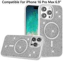 For iPhone 16 PRO MAX Case Magnetic Circle Full Bling Dazzle + Tempered Glass