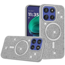 For Moto G Stylus 2025 Case Magnetic Circle Full Bling Dazzle + Tempered Glass
