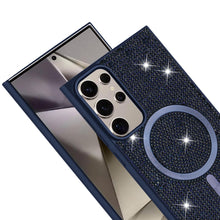 For Samsung S25 Ultra Case Magnetic Circle Full Bling Dazzle + Tempered Glass