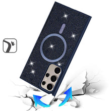 For Samsung S25 Ultra Case Magnetic Circle Full Bling Dazzle + Tempered Glass