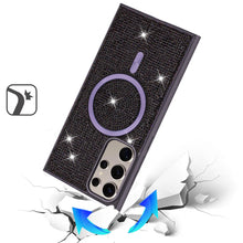 For Samsung S25 Ultra Case Magnetic Circle Full Bling Dazzle + Tempered Glass