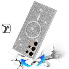 For Samsung S25 Ultra Case Magnetic Circle Full Bling Dazzle + Tempered Glass