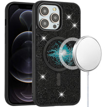 For iPhone 12 Pro Max Case Magnetic Circle Full Bling Dazzle + Tempered Glass