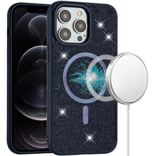 For iPhone 12 Pro Max Case Magnetic Circle Full Bling Dazzle + Tempered Glass