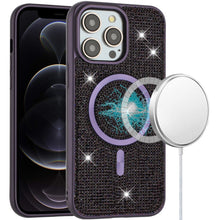 For iPhone 12 Pro Max Case Magnetic Circle Full Bling Dazzle + Tempered Glass