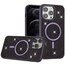 For iPhone 12 Pro Max Case Magnetic Circle Full Bling Dazzle + Tempered Glass