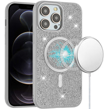 For iPhone 12 Pro Max Case Magnetic Circle Full Bling Dazzle + Tempered Glass