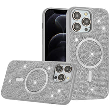 For iPhone 12 Pro Max Case Magnetic Circle Full Bling Dazzle + Tempered Glass