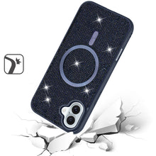 For iPhone 16 6.1inch Case Magnetic Circle Full Bling Dazzle + Tempered Glass