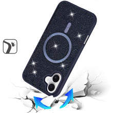 For iPhone 17 Case Magnetic Circle Full Bling Rhinestone Cover + Tempered Glass