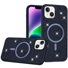For iPhone 13/14 Case Magnetic Circle Full Bling Dazzle Cover + Tempered Glass