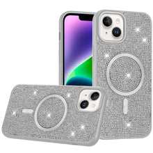For iPhone 13/14 Case Magnetic Circle Full Bling Dazzle Cover + Tempered Glass