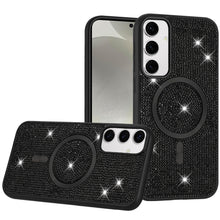 For Samsung S25/S24 Case Magnetic Circle Full Bling Dazzle + Tempered Glass