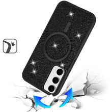 For Samsung S25/S24 Case Magnetic Circle Full Bling Dazzle + Tempered Glass