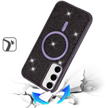 For Samsung S25/S24 Case Magnetic Circle Full Bling Dazzle + Tempered Glass