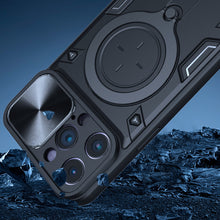 For iPhone 14 PRO MAX 6.7 in. Case Magnetic Circle Stand Rear Lens Sliding Cover